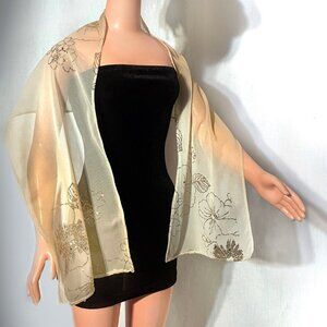 Black velvet mini dress & scarf with flowers, for My Size Barbie Doll 36" New